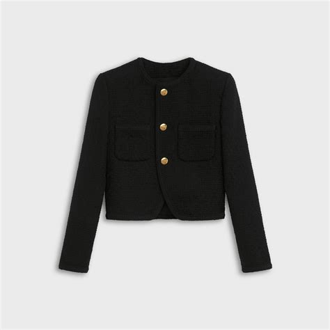 CELINE Triomphe Canvas 'chasseur' jacket in bouclé tweed.